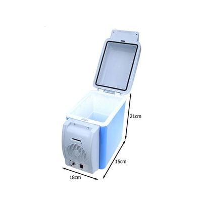 Portable Car Refrigerator With Strap And Charger 7.5 L K7085-1 Grey/Blue/White