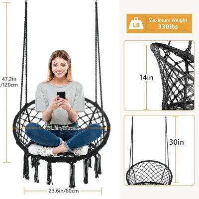 Round Hammock Chair Swing Black