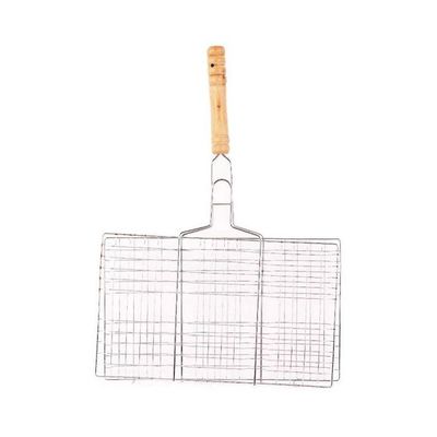 Square Shaped Grill Topper With Handle Silver/Beige 34x21 Cm