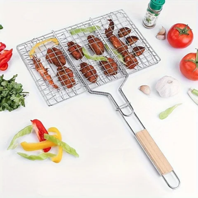 Square Shaped Grill Topper With Handle Silver/Beige 34x21 Cm