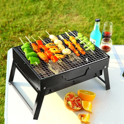 Portable Barbeque Charcoal Grill Black/Silver 35x27.5 Cm