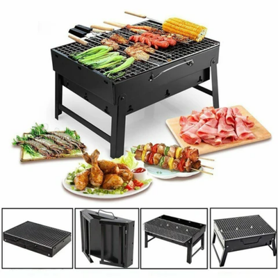 Portable Barbeque Charcoal Grill Black/Silver 360x105x280mm