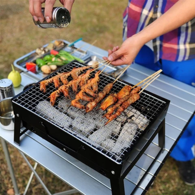 Portable Barbeque Charcoal Grill Black/Silver 360x105x280mm