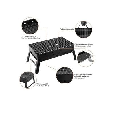 Portable BBQ Charcoal Grill Black 36X10.5X28cm