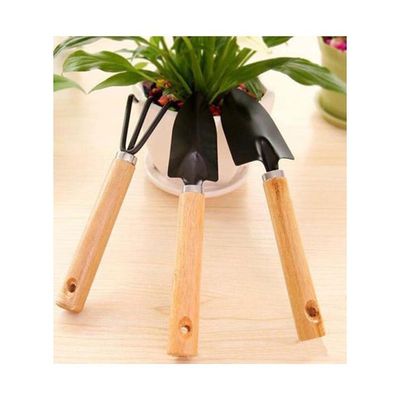 3-Piece Plant Care Gardening Tool Set Black/Beige