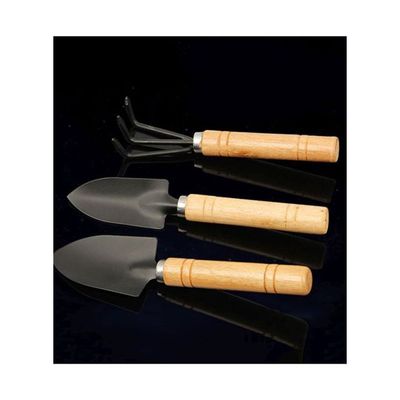 3-Piece Plant Care Gardening Tool Set Black/Beige