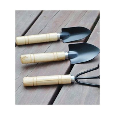 3-Piece Plant Care Gardening Tool Set Black/Beige