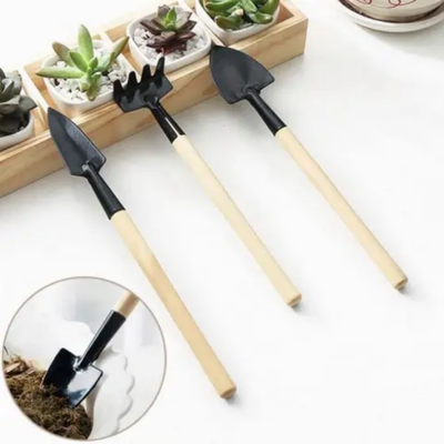 3-Piece Garden Mini Tool Set Beige/Black