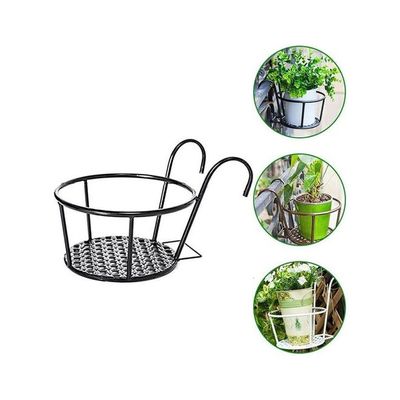 2-Piece Hanging Railing Planter Basket Black