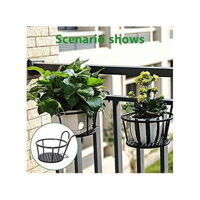 2-Piece Hanging Railing Planter Basket Black