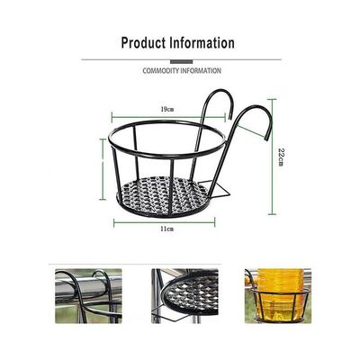 2-Piece Hanging Railing Planter Basket Black