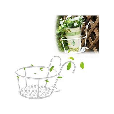 2-Piece Hanging Railing Planter Basket White