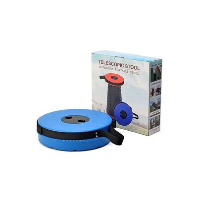 Portable Telescopic Folding Stool Black/Blue 30x10x5cm
