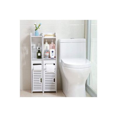 Corner Storage Floor Bathroom Cabinet With Door And Shelve White