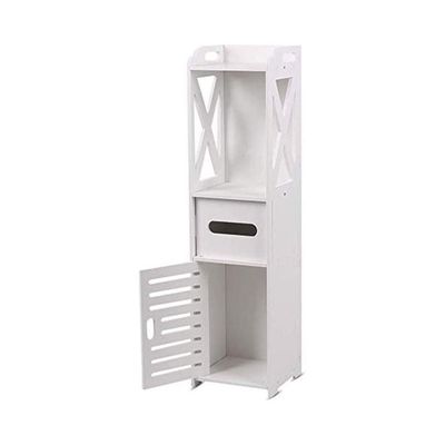 Corner Storage Floor Bathroom Cabinet With Door And Shelve White