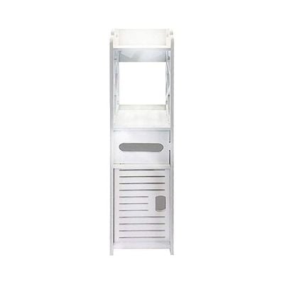 Corner Storage Floor Bathroom Cabinet With Door And Shelve White