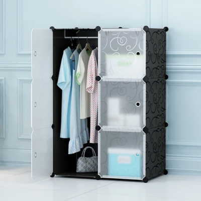 6-Modular Detachable Storage Cabinet Black/White 75x47x111cm