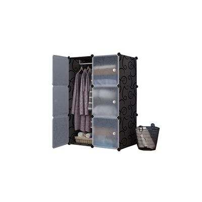 6-Modular Detachable Storage Cabinet Black/White 75x47x111cm