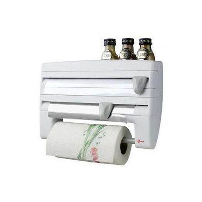 Triple Paper Dispenser ,Hitchenplastic Frame Comfortable Usecompact Designfor Paper Wipes And Aluminum Foils Made In Chinadimentions White