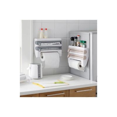 Kitchen Paper Roll Holder With Towel Rack White/Grey 10x39x24cm
