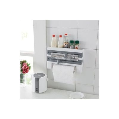 Kitchen Paper Roll Holder With Towel Rack White/Grey 10x39x24cm