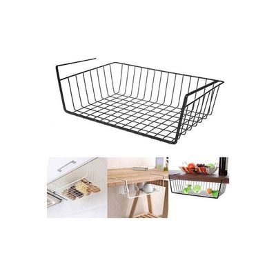 Under Shelf Metal Storage Basket Black 42.5x26.1x16.3cm