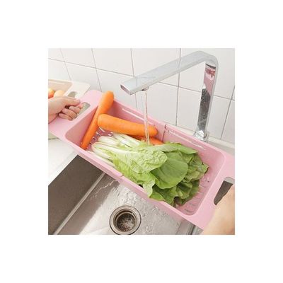 Retractable Draining Rack Pink 18.5x8centimeter