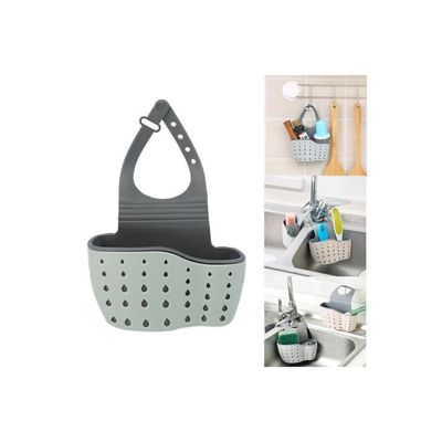 Kitchen Hanging Drain Basket Grey 13x5x21centimeter