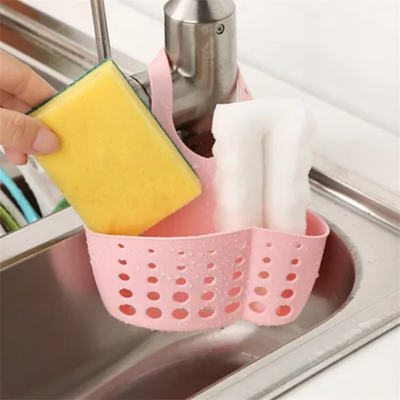 Adjustable Snap-on Sink Storage Basket Pink 20x11x5centimeter