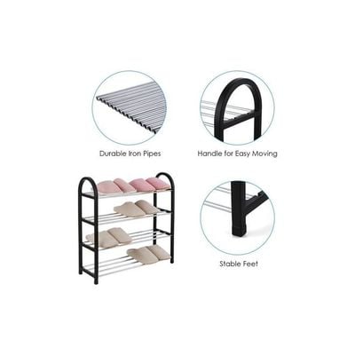 4-Tier Shoe Rack Organizer Black/Silver