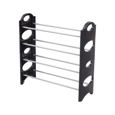 4 Layer Stackable Shoe Rack Black/Silver