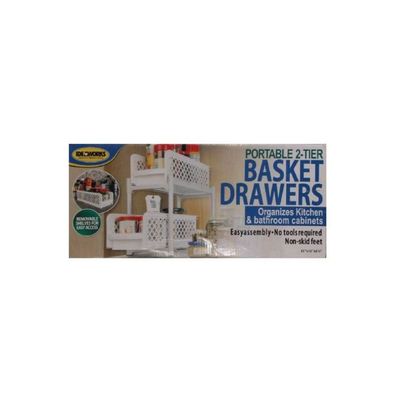 2-Tier Basket Drawers White 15x5.5centimeter