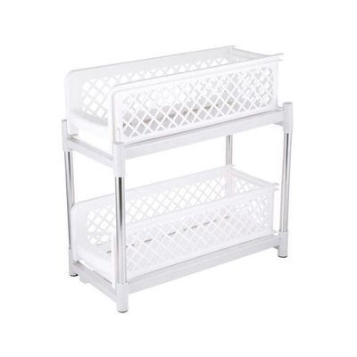 2-Tier Basket Drawers White 15x5.5centimeter