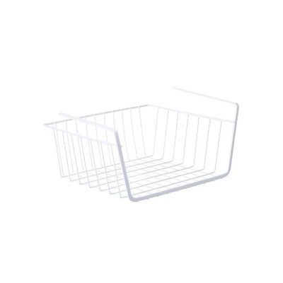 Metal Wire Under Shelf Hanging Storage Basket White 32centimeter