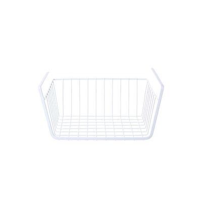 Metal Wire Under Shelf Hanging Storage Basket White 32centimeter