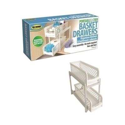 Two Tier Basket Drawer White 20.47inch