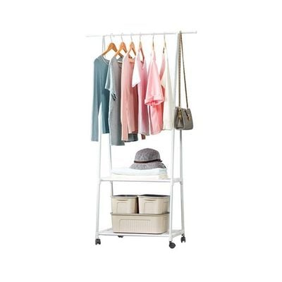 Multi-Function Triangle Coat Rack With Wheels White