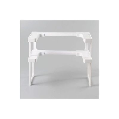 Double Layer Storage Rack White 41.5x26.5x8.5centimeter