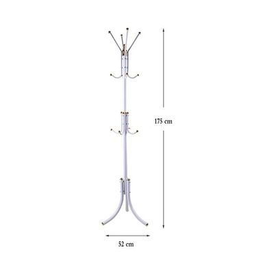 Free-Standing Metal Coat Rack White/Gold 72x20x8.5cm