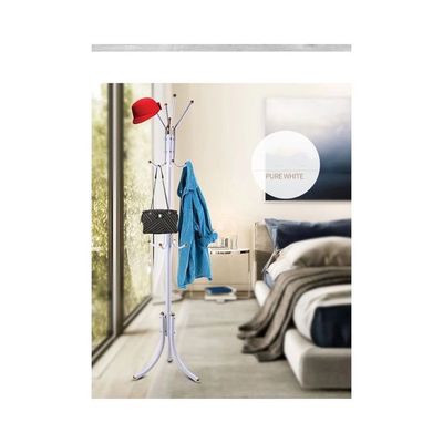 Free-Standing Metal Coat Rack White/Gold 72x20x8.5cm