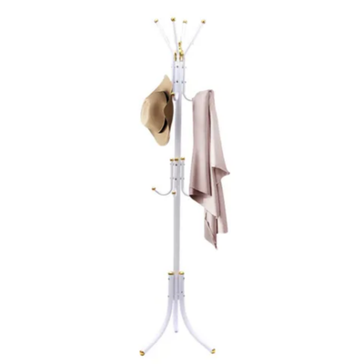 Free-Standing Metal Coat Rack White/Gold 72x20x8.5cm