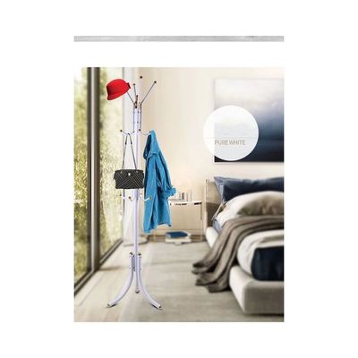 Free-Standing Metal Coat Rack White 72x20x8.5cm