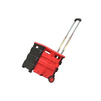 Two Wheeled Folding Shopping Bag Cart Red/Black 14 x 44 x 3.56centimeter