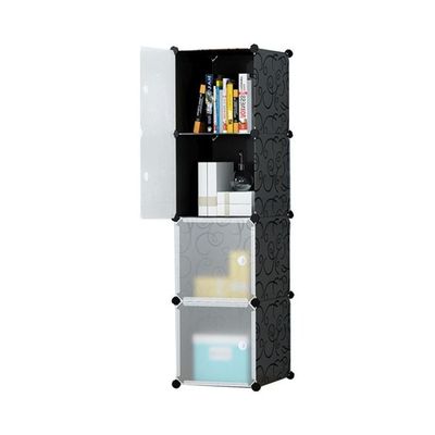 4-Cube Detachable Storage Cabinet Black/White 39x37x147cm