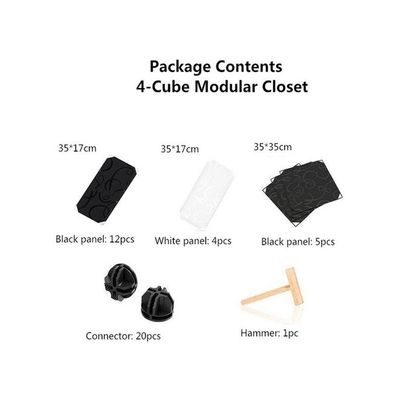 4 Cube Modular Shoe Cabinet Black/White 49x37x76cm