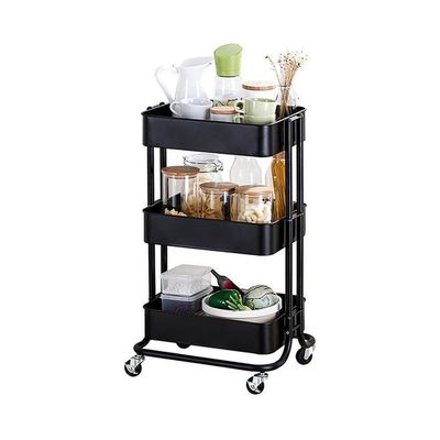 3-Tier Rolling Storage Utility Cart Black