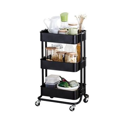 3-Tier Rolling Storage Utility Cart Black