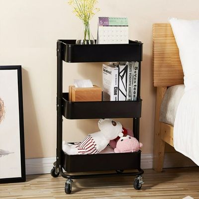 3-Tier Rolling Storage Utility Cart Black