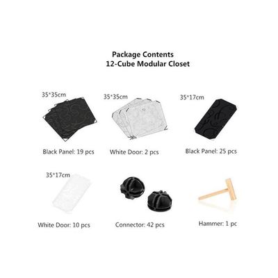 12 Cube Modular Shoe Cabinet Black/White 95x37x127cm