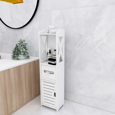 Corner Floor Cabinet With Doors And Shelves white